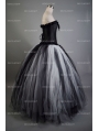 Romantic Black and White Gothic Corset Long Prom Dress