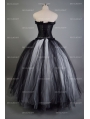 Romantic Black and White Gothic Corset Long Prom Dress