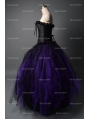 Romantic Black and Purple Gothic Corset Long Prom Dress