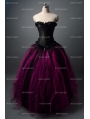 Black and Fuchsia Gothic Corset Burlesque Long Prom Party Dress