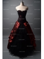 Black and Wine Red Gothic Corset Burlesque Prom Party Dress
