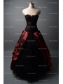 Black Gothic Corset Prom Party Long Dress with Gold Lace Hem D1049