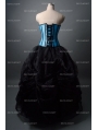 Fashion Black and Blue Gothic Corset Burlesque Long Prom Party Dress