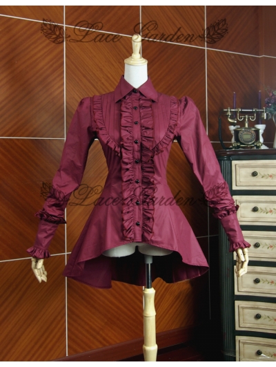 Red High-Low Gothic Blouse for Women