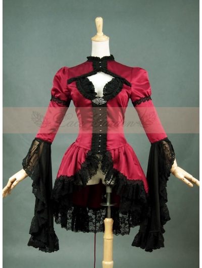 Satin and Lace Long Sleeves Gothic Blouse