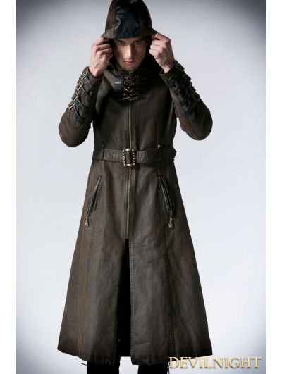 Coffee Vintage Gothic Steampunk Coat for Men 