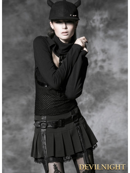 Black Gothic Punk Short Skirt - Devilnight.co.uk