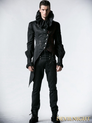 Black and Red Asymmetrical Gothic Punk Vest for Men