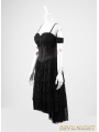 Black Off-the-Shoulder Gothic Corset High-Low Dress - Devilnight.co.uk