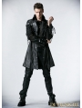 Black Long Sleeves Leather Gothic Trench Coat for Men