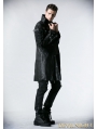 Black Long Sleeves Leather Gothic Trench Coat for Men