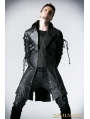 Black Long Sleeves Leather Gothic Trench Coat for Men