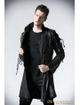 Black Long Sleeves Leather Gothic Trench Coat for Men