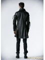 Black Long Sleeves Leather Gothic Trench Coat for Men