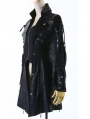 Black Long Sleeves Leather Gothic Trench Coat for Men