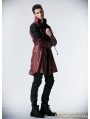 Red and Black Long Sleeves Leather Gothic Trench Coat for Men