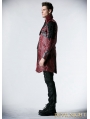 Red and Black Long Sleeves Leather Gothic Trench Coat for Men