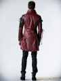 Red and Black Long Sleeves Leather Gothic Trench Coat for Men