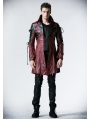 Red and Black Long Sleeves Leather Gothic Trench Coat for Men