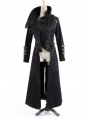 Black Long to Short Gothic Military Trench Coat for Men