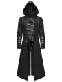 Black Long to Short Gothic Military Trench Coat for Men