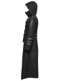 Black Long to Short Gothic Military Trench Coat for Men