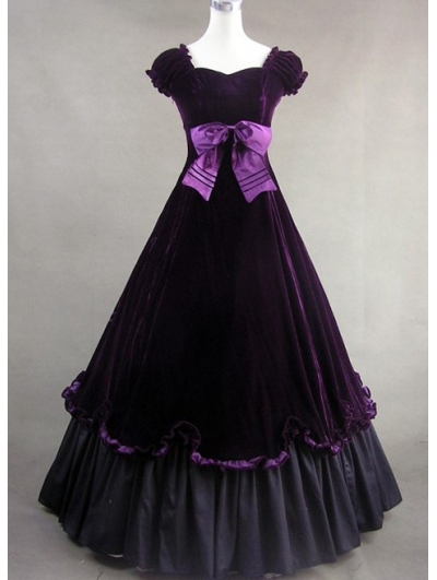 Purple Classic Gothic Victorian Dress - Devilnight.co.uk