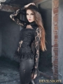 Black Sexy High Collar Lace Blouse for Women