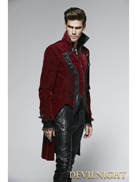 Gothic Dark Rose Swallow-Tailed Coat for Men - Devilnight.co.uk