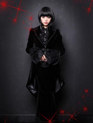 Black Velvet Gothic Swallow-Tailed Coat for Women