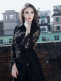 Black Lace Gothic Trench Coat for Women