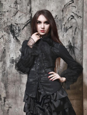 Black Long Sleeves Vintage Gothic Blouse for Women