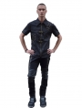 Black Buckle Gothic Short Sleeves Blouse for Men