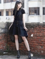Black High Waist High-Low Gothic Skirt