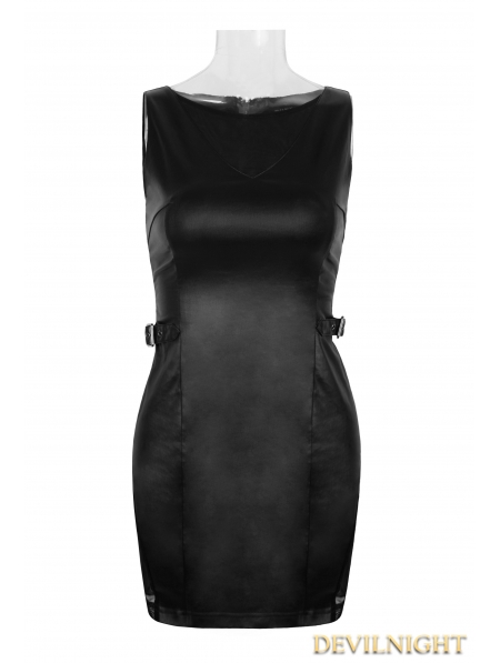 Black Sexy Sleeveless Gothic Mesh Spliced Dress - Devilnight.co.uk