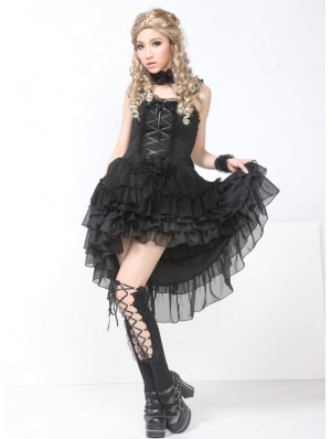 Black High-Low Gothic Lolita Dress