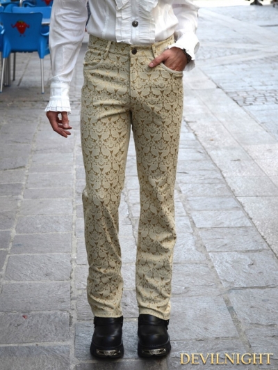 Yellow Alternative Pattern Gothic Pants for Men