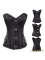 Black Pattern Gothic Steampunk Overbust Corset