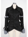 Black/White Tuxedo Style Punk Blouse for Women