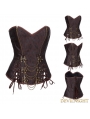 Brown Brocade Overbust Steampunk Corset