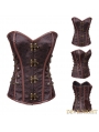 Brown Military Inspired Overbust Steampunk Corset 