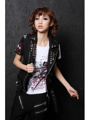 Black Rivet Punk Vest for Women