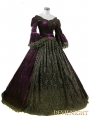 Purple and Black Velvet Lace Victorian Ball Gowns