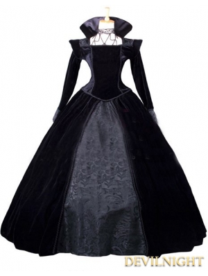 Black Velvet and Satin Victorian Queen Costume