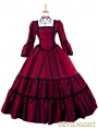 Red Taffeta Simple Victorian Ball Gowns