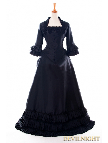 Black Victorian Fantasy Gown - Devilnight.co.uk