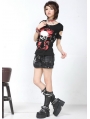 Black Short Sleeves Punk T-Shirt for Women