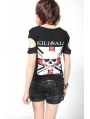 Black Short Sleeves Punk T-Shirt for Women