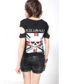 Black Short Sleeves Punk T-Shirt for Women