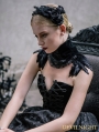 Black Gothic Feather Collar Shawl